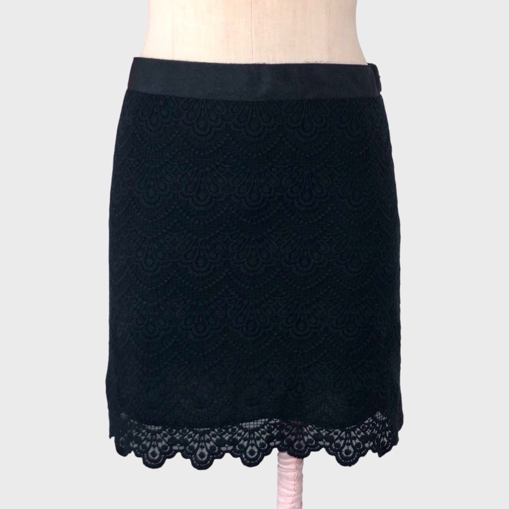 J Crew Scalloped Lace Overlay Pencil Mini Skirt - Picture 1 of 5